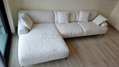The Loom collection L shape sofa beige Light beige L-shaped fabric sofa with chaise — good condition