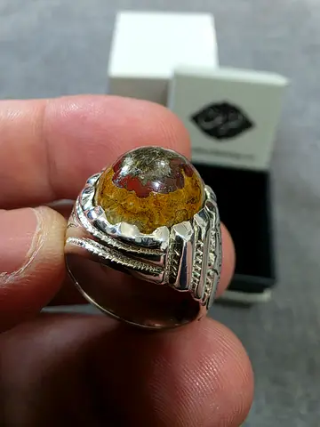 Silver Mens with Agate Stone - خاتم داوودي صياغه الشريف