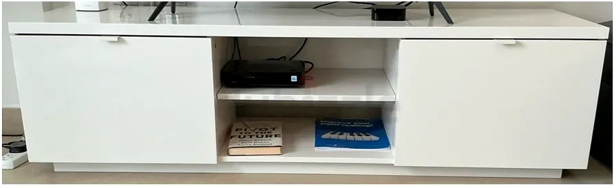 White Modern TV Entertainment Unit with Storage Cabinets