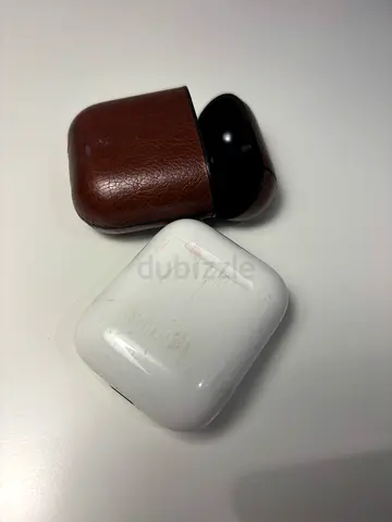 Apple AirPods Charging Cases (pair) - White  Brown Leather Case