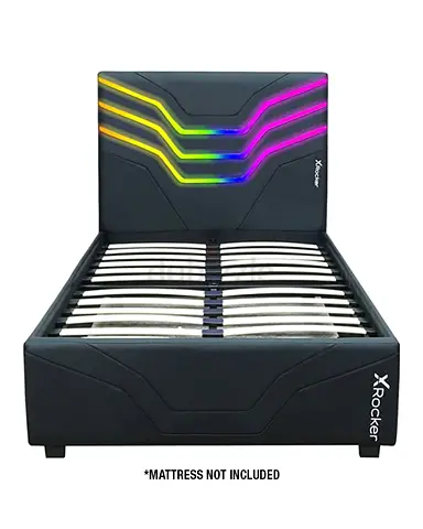 X-Rocker LED Single/Double Bed Frame with Slatted Base (Mattress Not Included)