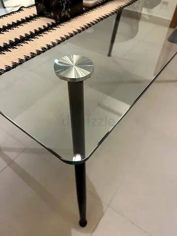 Glass Top Dining/Console Table with Metal Legs - Good Condition
