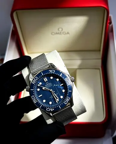 Omega Seamaster Diver 300M Blue Dial with Milanese Mesh Bracelet -Master Copy Watch