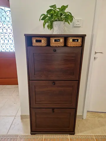 IKEA Brusali brown shoe cabinet 61x30x130cm