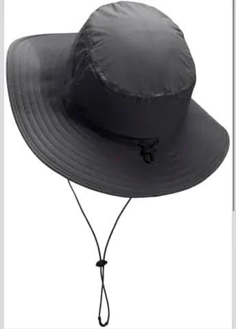 Northface Unisex Wide Brim Sun Hat with Chin Strap - Dark Grey