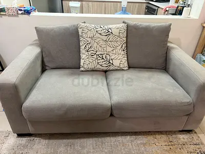 Grey 2-Seater Fabric Sofa in Good Condition