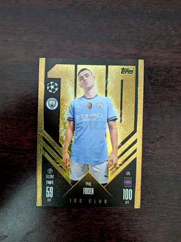 Topps UEFA 100 Club Phil Foden Gold Insert - Collectible Football Trading Card