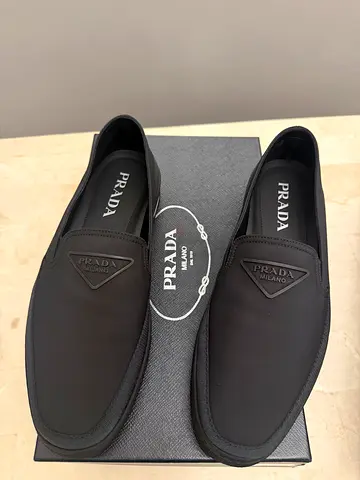 PRADA black slip-on loafers - size not specified, like new