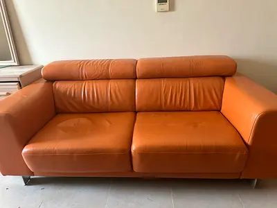 Two-Seater Tan Leather Sofa in Good Condition