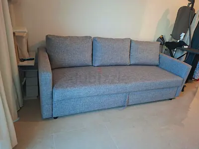 Three-seater brown Grey Fabric Sofa Bed in excellent Condition for sale free delivery