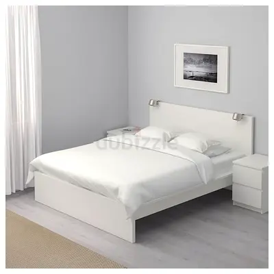 Ikea queen size bed with side table and comfartable Ikeam matress and storage drawers