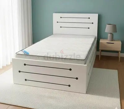 New Single Bed MDF Wood With Mattress