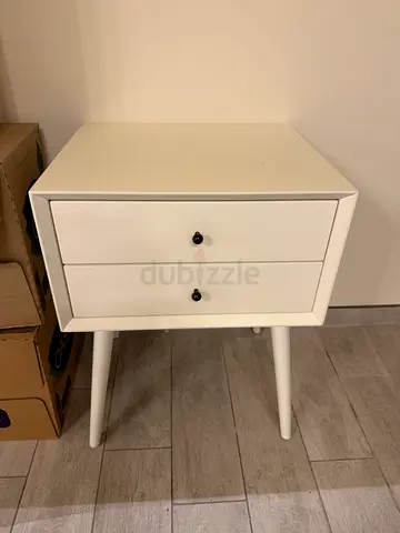 Simple White Bedside Table with Two Drawers from West Elm