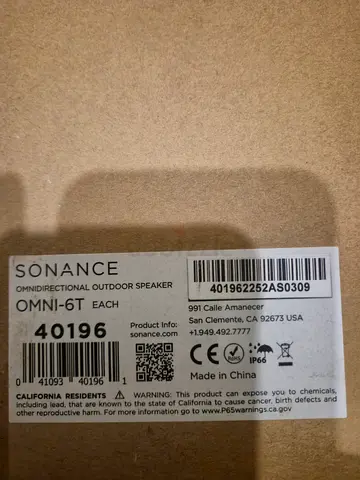 SONANCE OMNIDIRECTIONAL OUTDOOR SPEAKER OMNI-6T