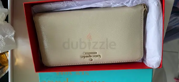 Kate Spade Zip Around Leather Wallet - Beige,  New