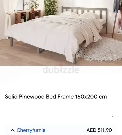 Solid Pinewood Double Bed 160x200 cm - Queen size - Gray
