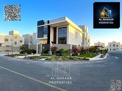 Including registration fees, a luxury villa for sale in Al-Haliyo 2 | Area 3014 sq ft | Two floors | 4 master bedrooms | Majlis and two living rooms |