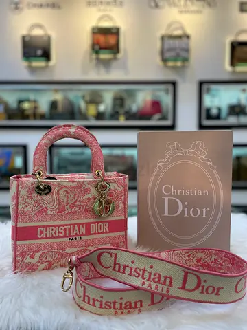 Christian Dior Pink Medium Toile D-Jouy Tote Bag (Authentic/PreOwned)