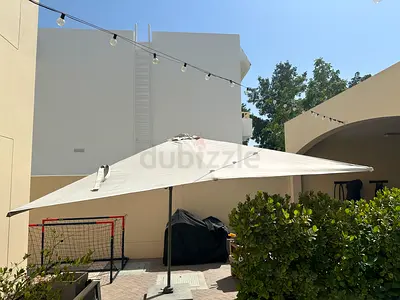 Large Outdoor Patio Umbrella - White, Cantilever Style