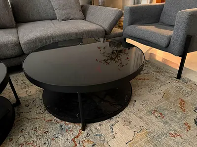 Ikea FROTORP Strong Coffee table / Center table with Glass top and steel frame with shelve