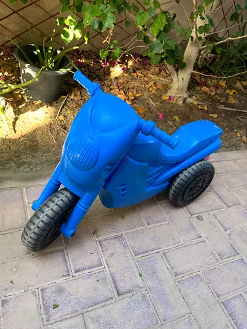 Blue Plastic Ride-On Toy Motorcycle for Kids - Good Condition