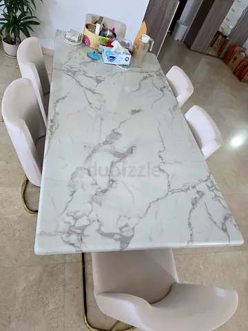 6 Seater Dining Table Marble finish