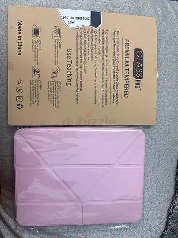 iPad A16 2025 pink folding smart cover with tempered glass screen protector - new