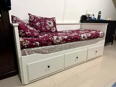 HEMNES Day-bed frame with 3 drawers, white, 80x200 cm