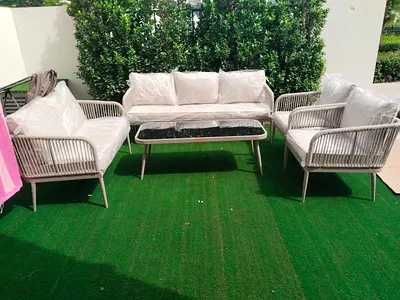 Stunning Outdoor 7 Seater rope-style sofa set with coffee table