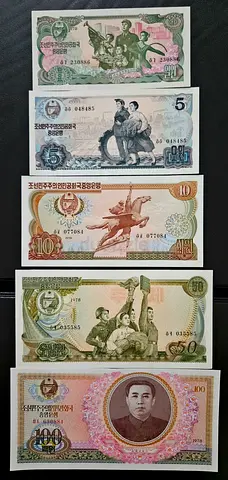 North Korea,  5 Banknotes Set / 1978 / All Uncirculated