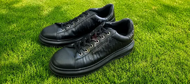 KARL LAGERFELD Black Casual Leather Sneakers - EU 45, Lightly Used