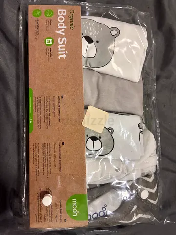 Pack of Organic Baby Bodysuits (New, Pack of 5) - Grey/White