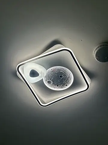 Modern Geometric LED Ceiling Light - Square Design with Moon Accent