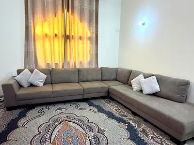 Large L-shaped Grey Fabric Sofa - Spacious 6-Seater Corner Sofa
