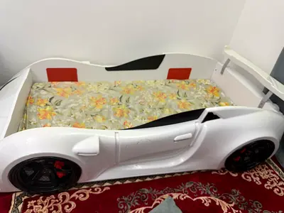 White Sports Car Kids Bed without Mattress