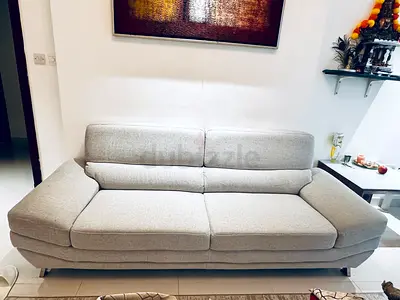 Light Grey 3-Seater Fabric Sofa - Modern, Good Condition