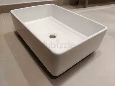 Rectangular Ceramic Counter-top Sink with Chrome Waste