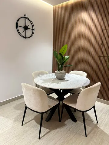 Title:
Luxury Marble Dining Table Set with 4 Chairs