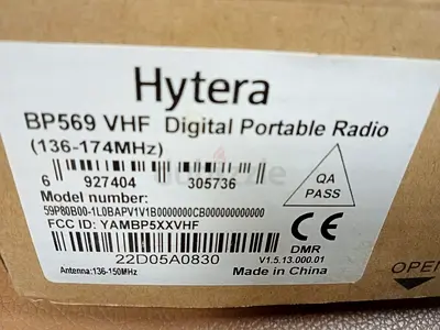 Hytera BP569 VHF Digital Portable Radio (136-174MHz) - New/Unused in Box