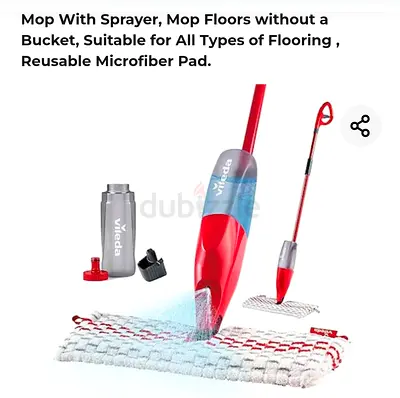 Vileda 1-2 Spray Max Mop 650 ML Microfiber Mop With Sprayer, Mop Floors without a Bucket
