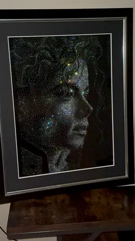 Framed Decorative Dot-Art Picture with Black Matting