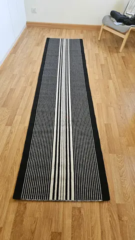 Black  White Striped Runner Rug - 300x70cm