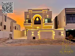 Luxury villa for sale in Al Zahiyah, Ajman, next to Al Qabail Mall and near the mosque. Price includ