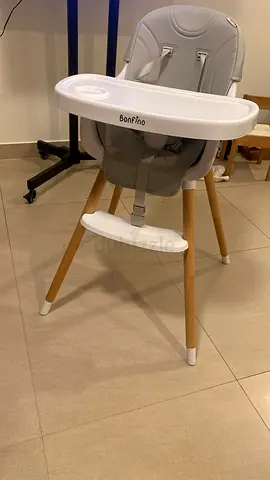 Bonfino Baby High Feeding Chair with Removable Tray - Light Grey