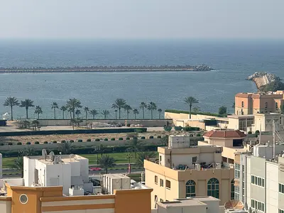 Furnished studio Al Qulaya, sea view, internet included, AED 2800 monthly, deposit 1000, main road location.