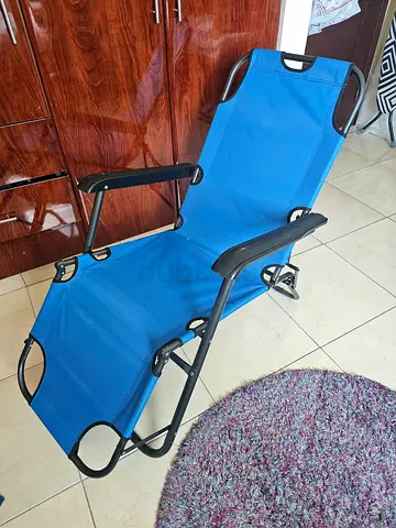 Blue Folding Recliner Lounge Chair / Sunbed - Lightweight  Portable
