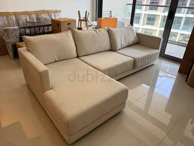 West elm Melbourne Sofa 3 seater L Shape Beige Cream White