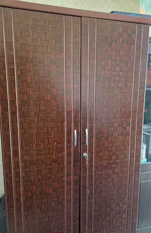 2-Door Wooden Wardrobe - Dark Brown, Good Condition