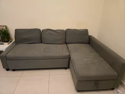 Grey L-shaped Sofa bed- 3 Seater with Chaise, Good Condition