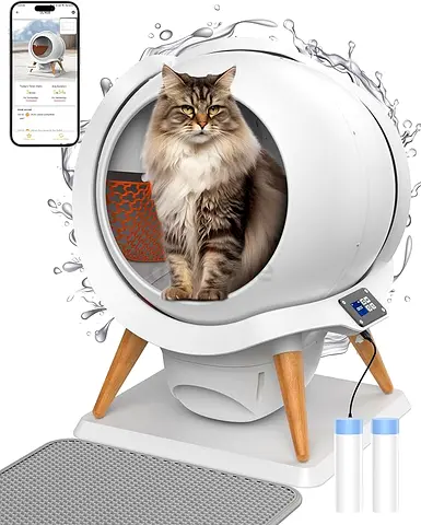 Honey Guardian Self Cleaning Cat Litter Box, Automatic Cat Litter Box for Multiple Cats,Water